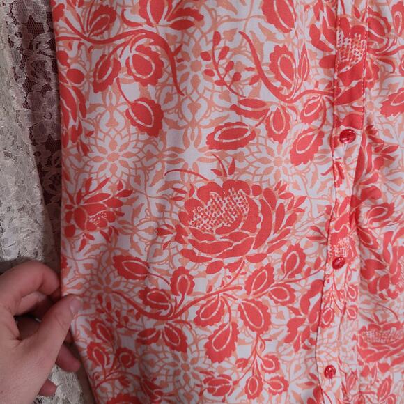 NWT Faded Glory pink white floral print peasant blouse size medium - Picture 4 of 10